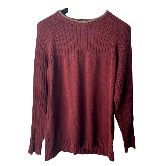 Columbia Mens XL Red Cotton Sweater With Ribbed Knit Design - Picture 1 of 7